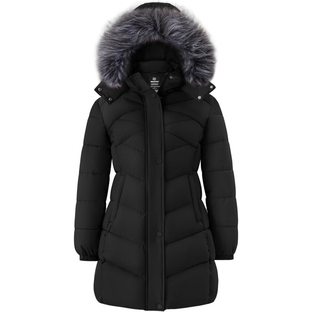 Women's Black Fashionable Waterproof Quilted Puffer Jacket Coat Winter Warm